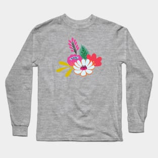 Bright boho hand drawn flowers Long Sleeve T-Shirt